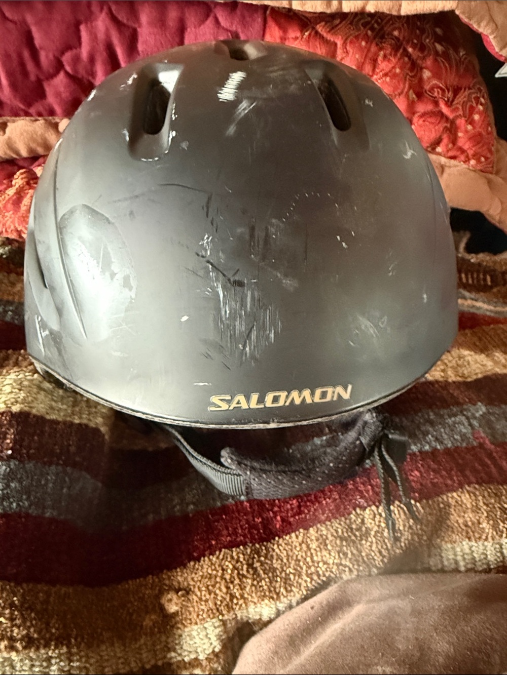 Salomon Matte Black Ski Helmet with Logo